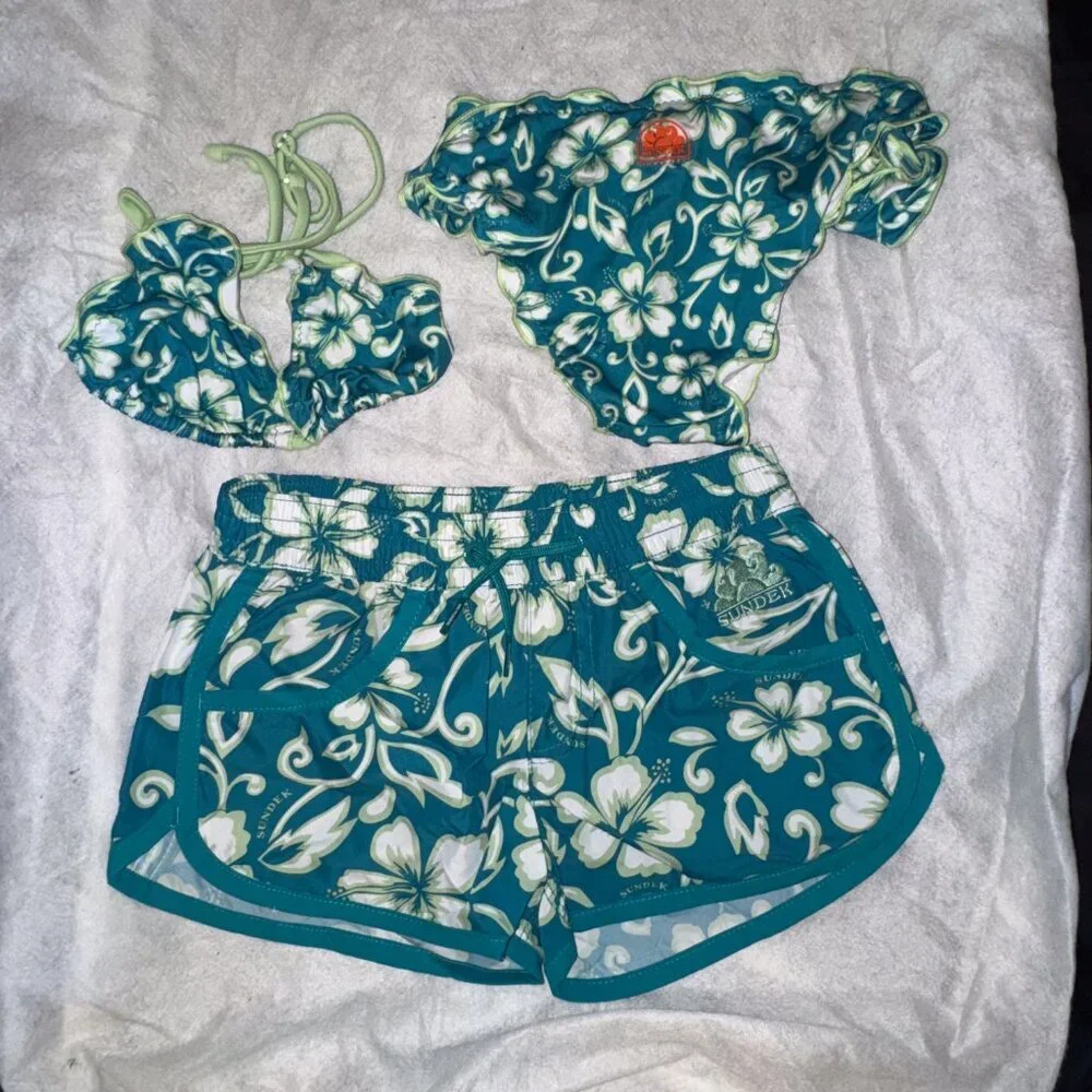 Sundek Girl Bikini Set and matching swim shorts NWOT